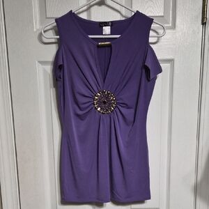 VENUS Purple Top with Jewel Accent
